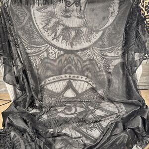 Celestial Tablecloth Spirit Halloween Occult Goth Altar Eye Sun Moon Witch Black